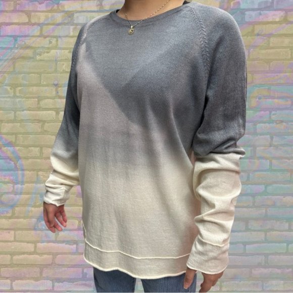 Retro Benson 100% Merino Wool Ombrée Gradient Bleach-washed Long Sleeve - Picture 2 of 3